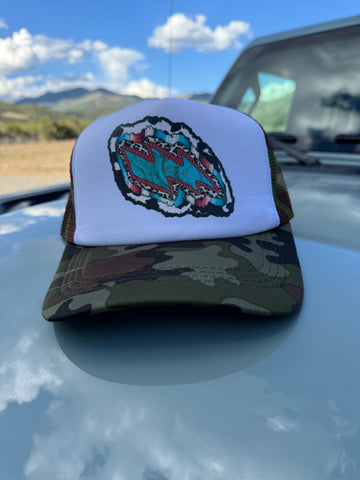 Turquoise Lightening Bolt Trucker Hat