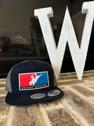 Wright Western Navy/Gray Hat with Red/White/Blue patch